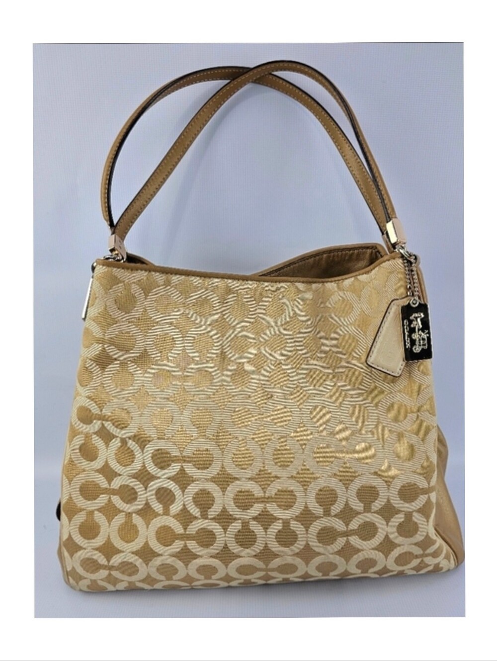 Coach Madison Phoebe Op Art Sateen Shoulder Bag, style E1376-26448 Tan